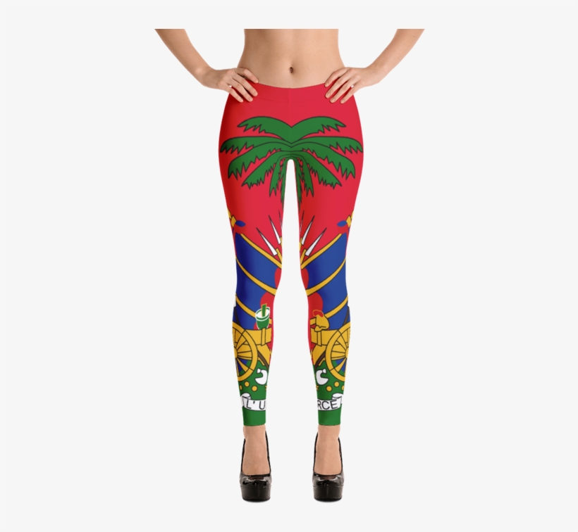 Haiti National Flag Leggings - Double Hooded Pied French Bulldog Puppy Leggings, transparent png download