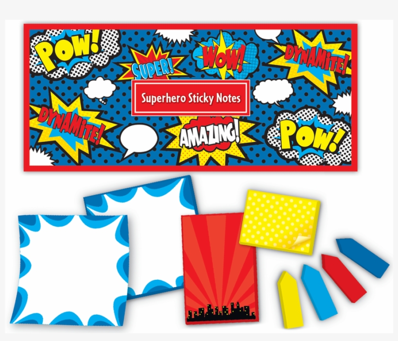 Tcr5664 Superhero Sticky Notes Image - Superhero Sticky Notes, transparent png download