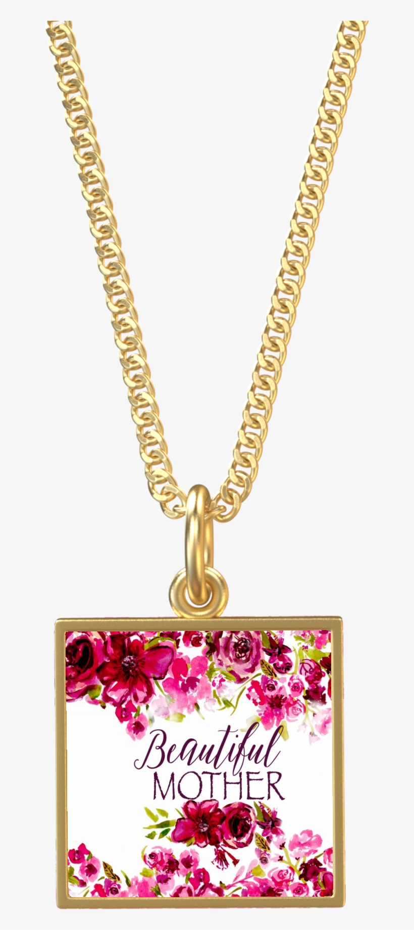 Beautiful Mother Roses Gold Square Necklace - Bracelet, transparent png download