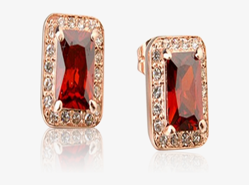 Cz Diamond Gold Square Stud Earrings - Earrings, transparent png download
