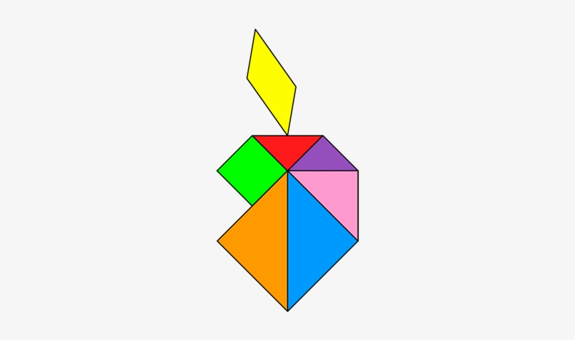 Tangram Bitten Apple - Tangram Puzzle Apple, transparent png download