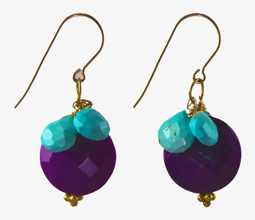 Round Purple Turquoise Disc With Sleeping Beauty Turquoise - Earrings, transparent png download
