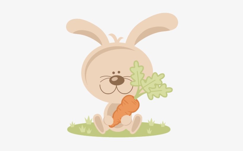 Bunny With Svg Scrapbook Cut Cute Files - Cute Cartoon Rabbit Carrot, transparent png download