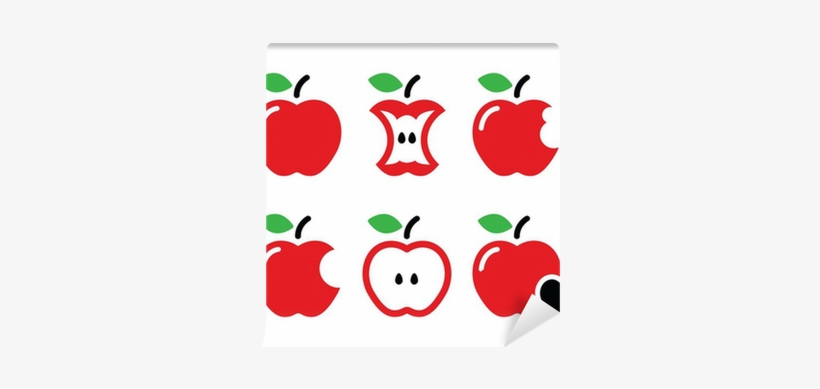 Red Apple, Apple Core, Bitten, Half Vector Icons Wall - Cute Apple Vector, transparent png download