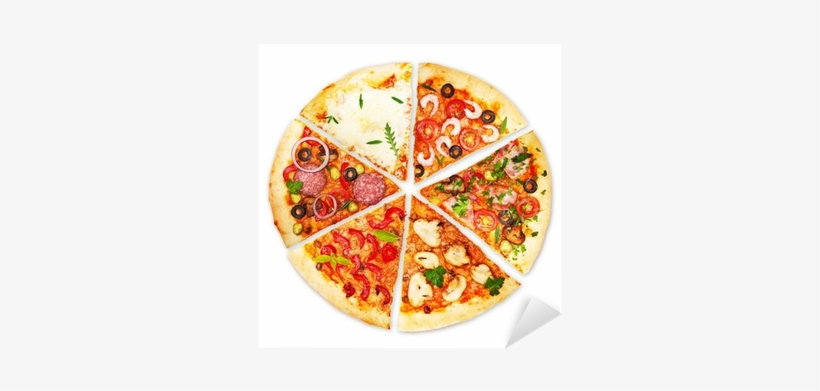 Pizza Slice With Different Toppings Isolated On White - Custom Refrigerator Magnet (4" Square Or Less) - Full, transparent png download