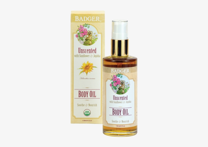 Natural Organic Unscented Body Oil V=1470692376 - Badger Company, Body Oil, Unscented, 4 Fl Oz (118 Ml), transparent png download