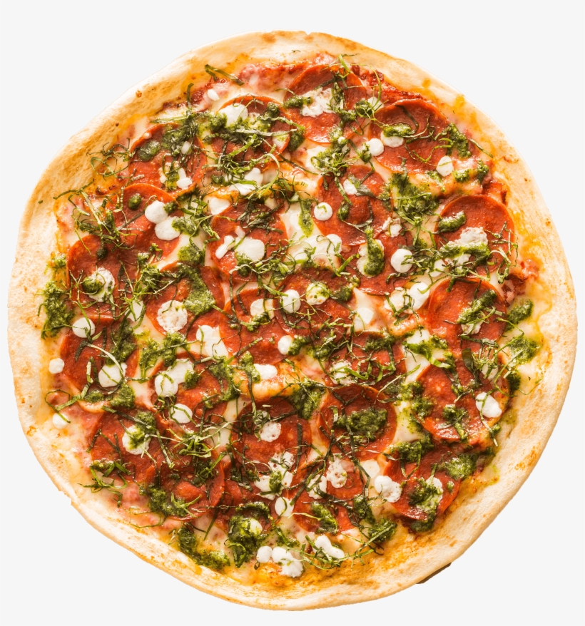 Pepperoni, Fresh Mozzarella, Pesto, Basil, & Red Tomato - Пицца Пнг, transparent png download