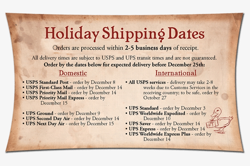 2015 Holiday Shipping Dates - Holiday, transparent png download