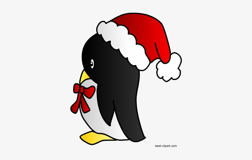 Penguin In Christmas Hat Clip Art - Christmas Day, transparent png download