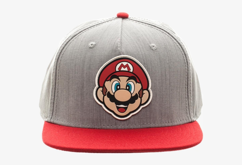 Bioworld - Snapback Cap - Mario - Gray - Face - Front - Nintendo Licensed Super Mario Neoprene System Case, transparent png download
