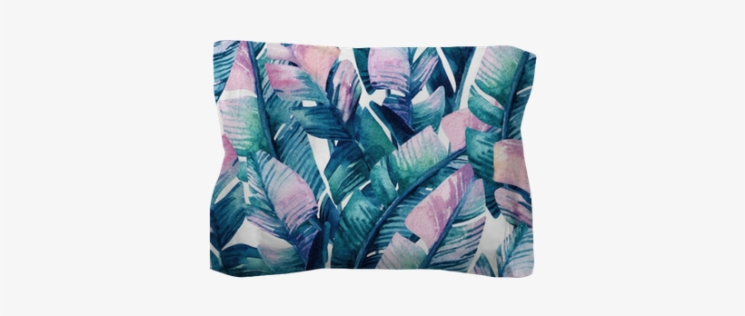 Watercolor Banana Leaf Seamless Pattern - Banana Leaves Watercolor Pattern, transparent png download