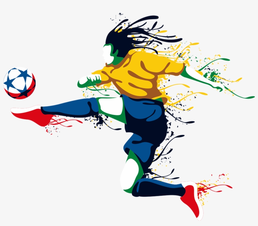 Hand Drawn Cartoon Kicking Soccer Character Decoration - Football, transparent png download