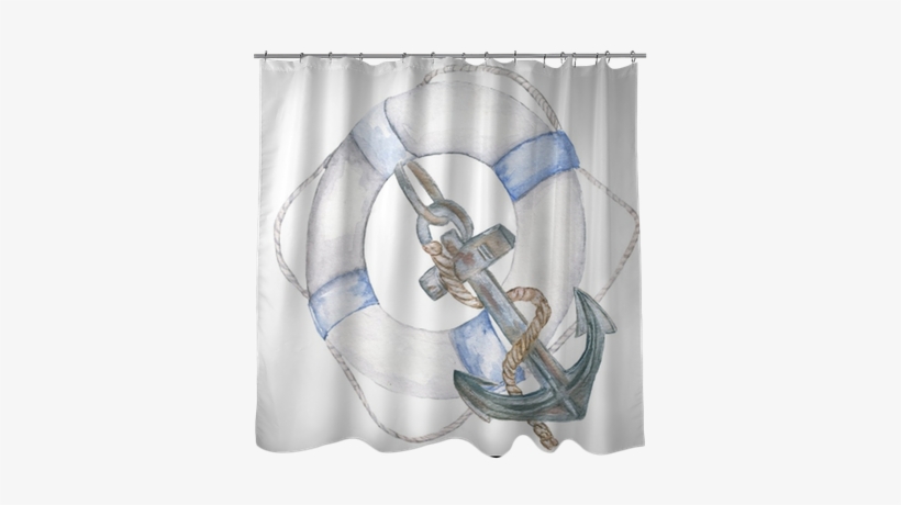 Life Ring, Anchor Shower Curtain • Pixers® • We Live - Ambesonne Nautical Anchor Rustic Wood Shower Curtain, transparent png download