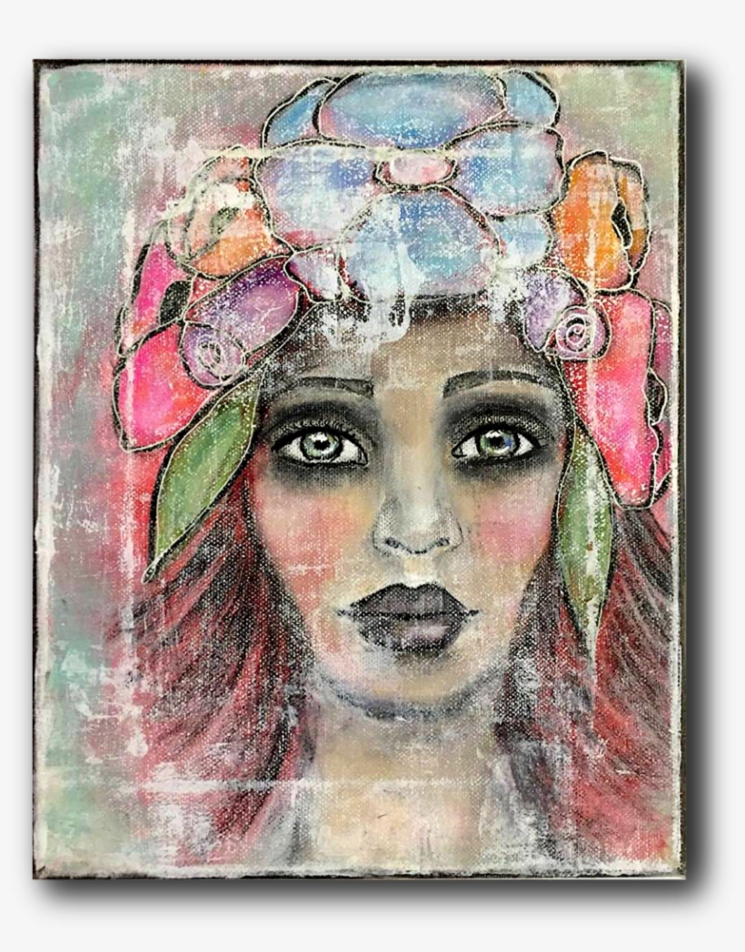 Female Portrait On Canvas Nika Rouss - Painting, transparent png download