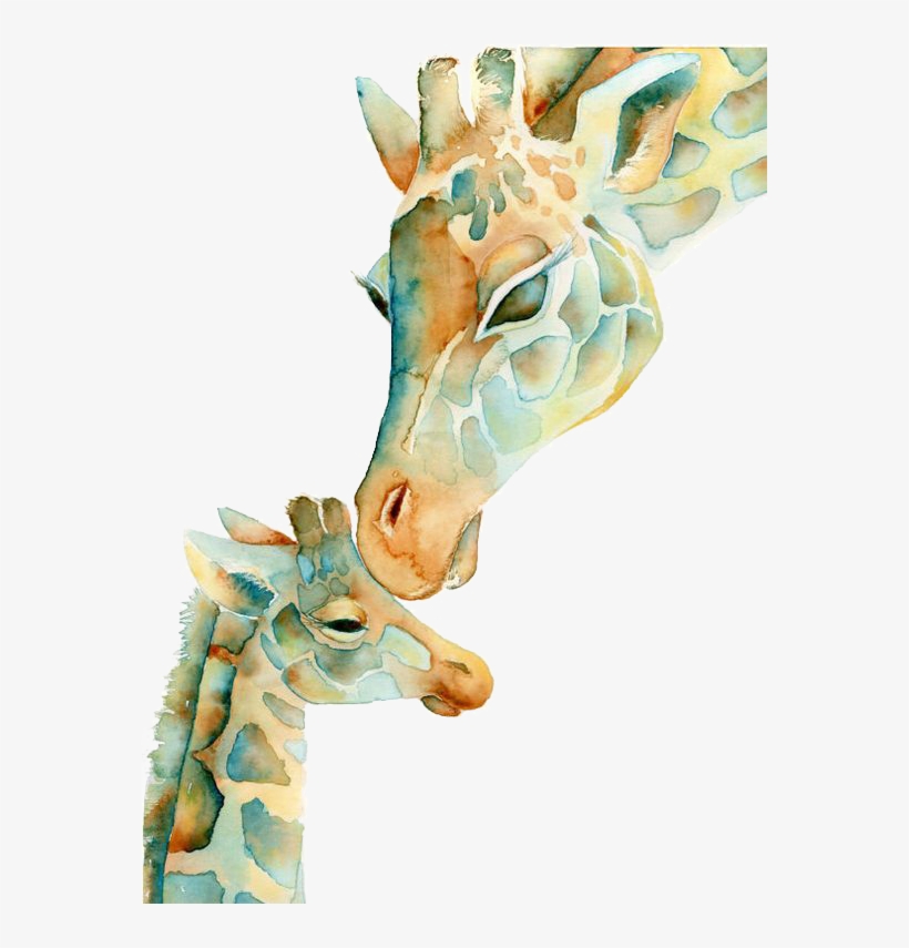 Giraffe And Baby Art, transparent png download