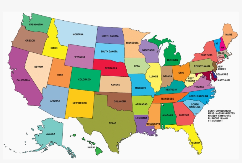 United States Of America - Gold Plated State Necklace, transparent png download
