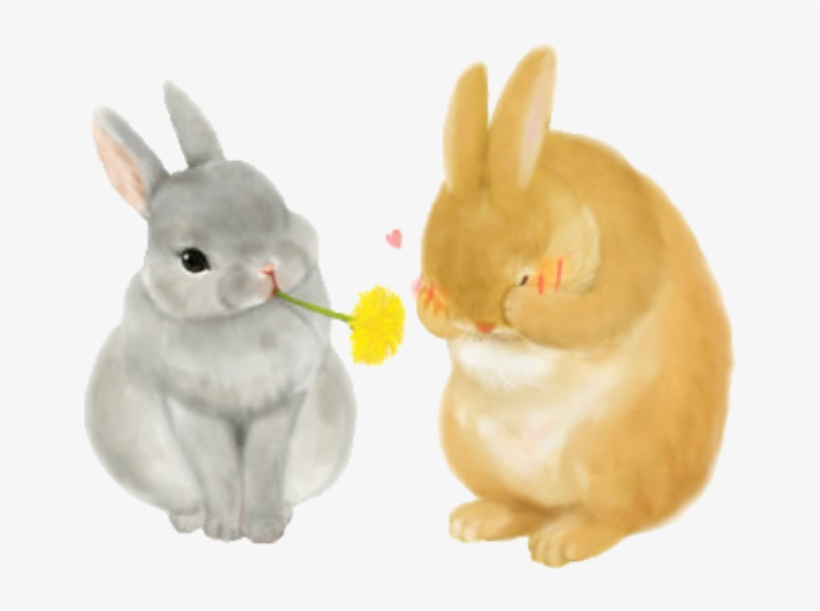 Ftestickers Watercolor Rabbits Cute - Bunny Illustration, transparent png download