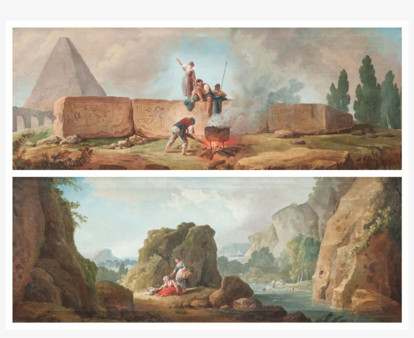 Pair Of Paintings By Hubert Robert - Painting, transparent png download
