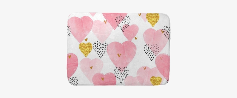 Pink Watercolor Hearts Pattern - Mat, transparent png download