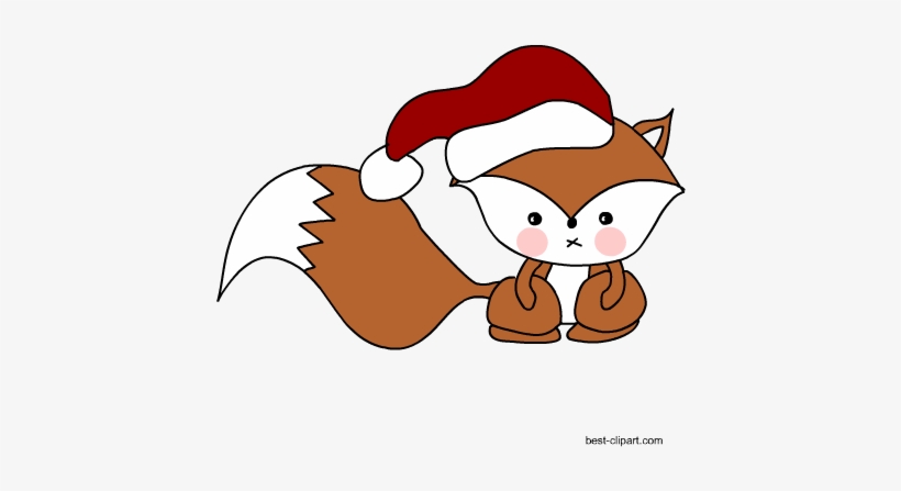 Fox Wearing Santa's Hat, Free Clip Art - Clip Art, transparent png download