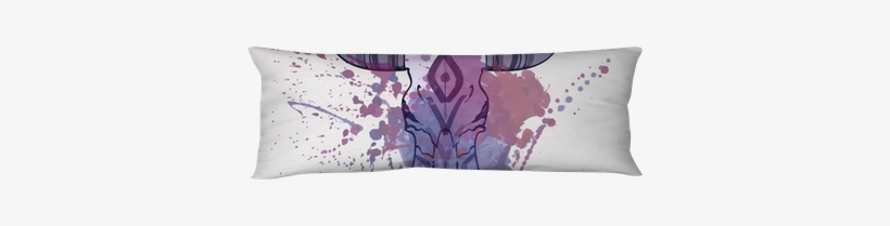 Vector Illustration Of Bull Skull With Watercolor Splash - Purple Headdress Note Cards, transparent png download