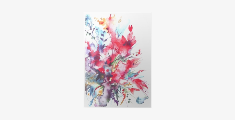 Watercolor Bouquet Of Flowers, Beautiful Abstract Splash - Watercolor Painting, transparent png download