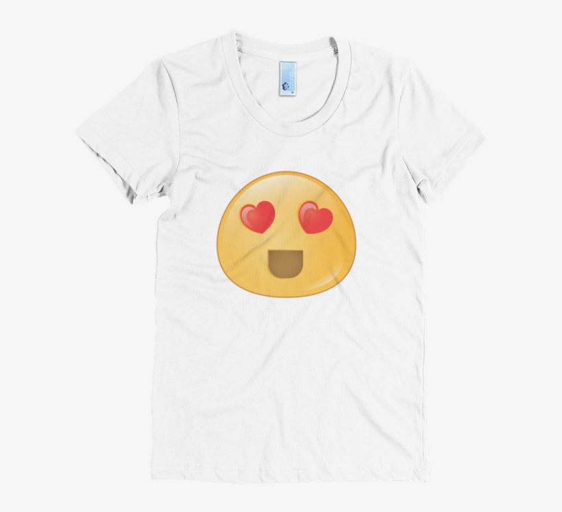 Expressive Heart Eyes Emoji Women's Short Sleeve Poly - Smiley, transparent png download
