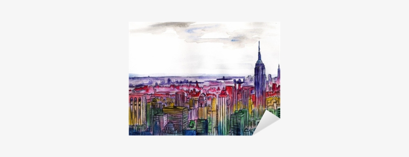 Watercolor Drawing Cityscape Big City Downtown, Aquarelle - Watercolor Painting, transparent png download