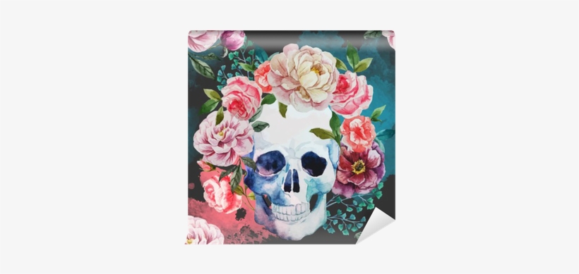 Flowers And Skull Shower Curtain, transparent png download