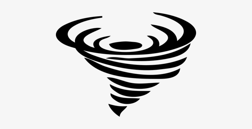 Tornado Twister Spiral Cyclone Swirl Vorte - Tornado Clip Art Black And White, transparent png download