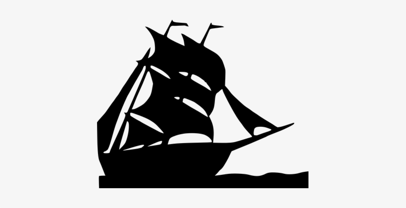 Sailing Ship Transportation Old Silhouette - Boat Silhouette, transparent png download