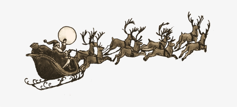 Reindeer And Santa Claus - Santa Sleigh And Reindeer Png, transparent png download