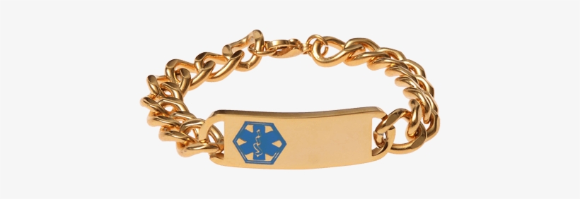 Gold Stainless Steel With Gold Plating Medical Alert - Gold Bracelets, transparent png download