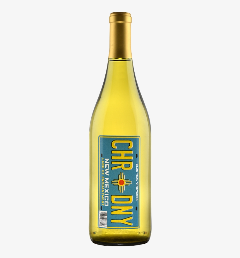 Blue Teal Chardonnay - Glass Bottle, transparent png download
