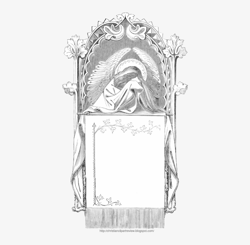 A Weeping Angel Frame - Antique Print C1899 Architectural Design Inscription, transparent png download