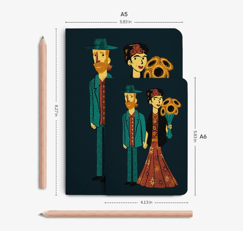 Dailyobjects Love Is Art Frida Kahlo And Van Gogh A5 - Frida Kahlo And Van Gogh, transparent png download