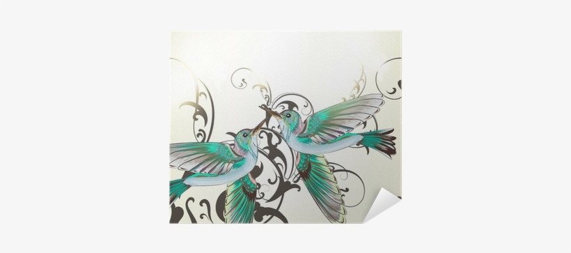 Beautiful Vector Background With Humming Birds In Watercolor - Hibiscus Flower And Hummingbird Case - Ipad Air, transparent png download
