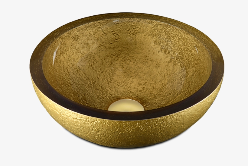 Round Washbasin With Gold External Texture - Cuba Redonda Dourada, transparent png download