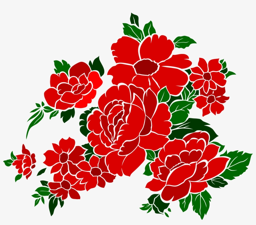 Vintage Flower Clipart Red - Red Vintage Flowers Png, transparent png download
