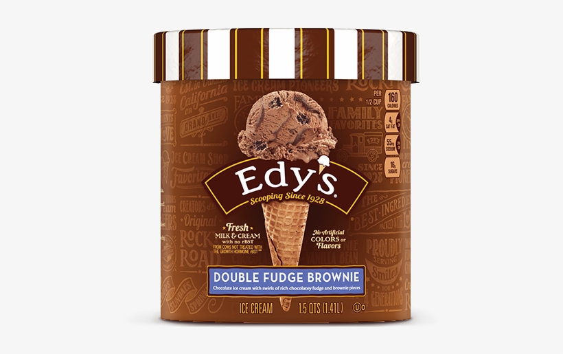 Double Fudge Brownie - Edy's Chocolate Peanut Butter Cup Ice Cream, transparent png download