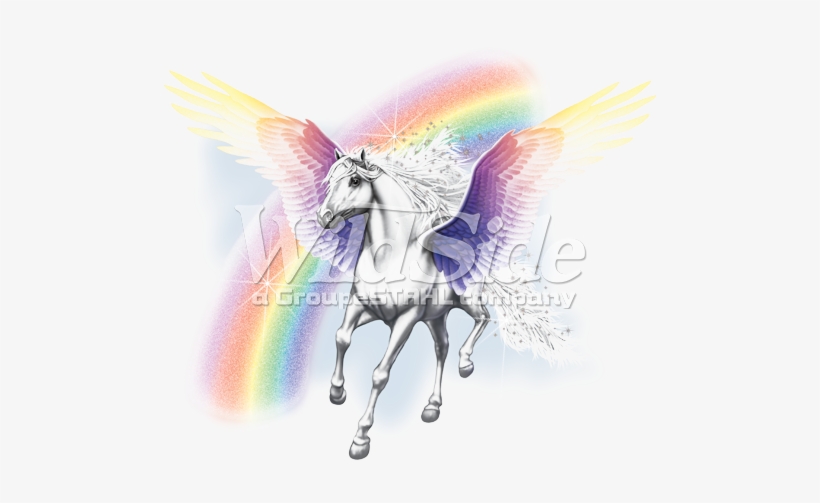 Pegasus With Rainbow - Rainbow Pegasus Glitter Tshirt Sizes/colors, transparent png download
