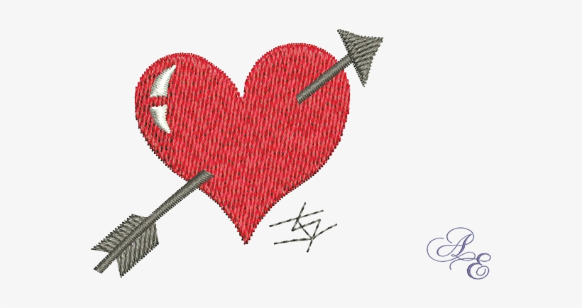 Heart Arrow - Arrow Heart Embroidery, transparent png download