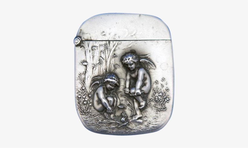 This Match Safe Features Two Cherubs By A Campfire - Relief, transparent png download