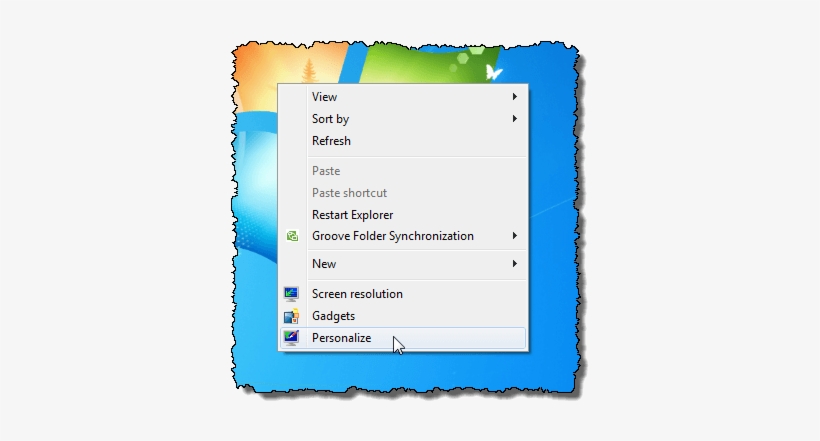 Selecting Personalize In Windows - Windows 7 Right Click Desktop