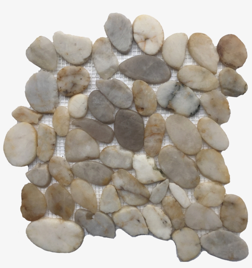 Flat White Polished Pebble Mosaic - Mosaic, transparent png download