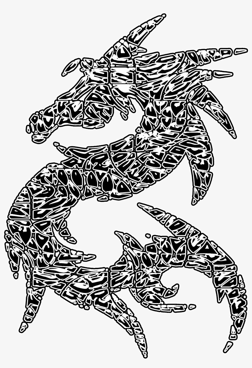 Tribal Black Dragon Image - Illustration, transparent png download