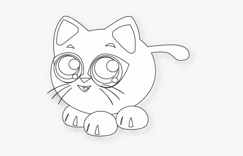 Baby Cat Black White Line - Clip Art, transparent png download