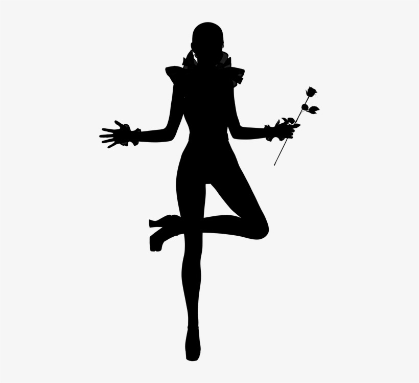 Silhouette, Woman, Rose, Harlequin, Slim, Dance, Signal - Silhouette, transparent png download