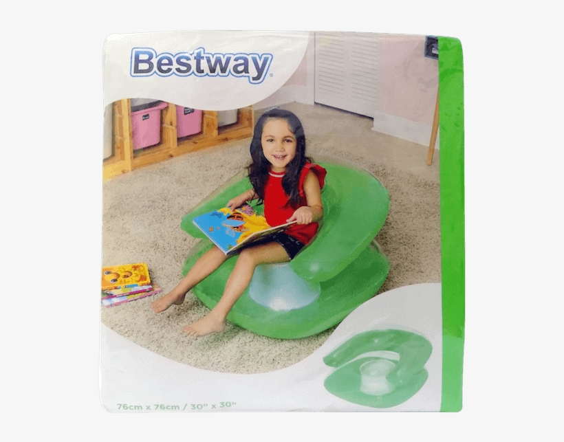 Kids Chair Floats - Comfort Quest Flocked Airbed - Single, Green, transparent png download