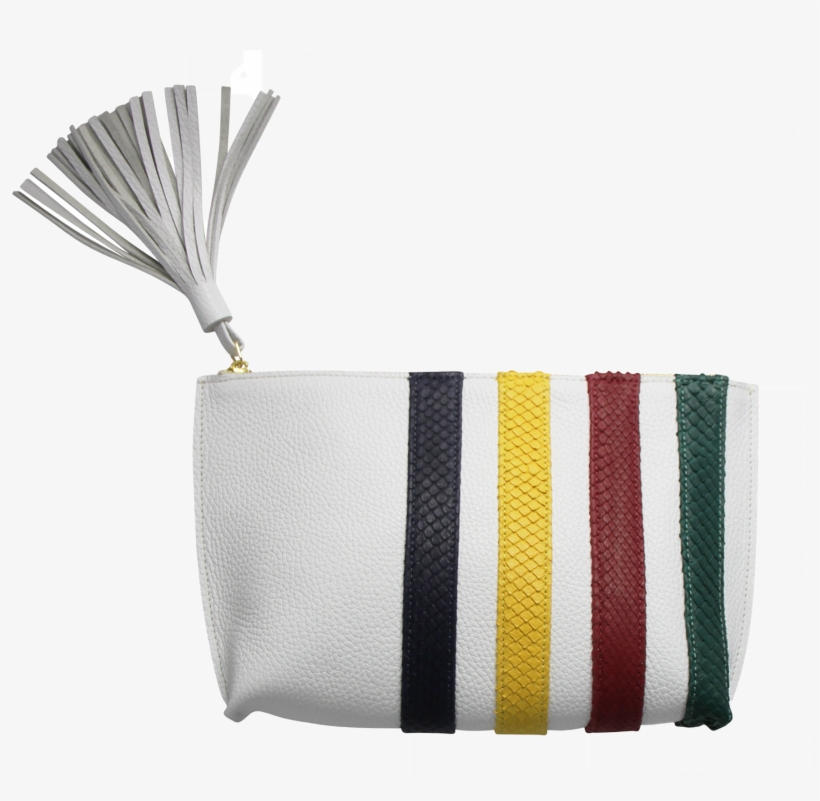 White And Python Stripe Soft Clutch - Paige Gamble, transparent png download